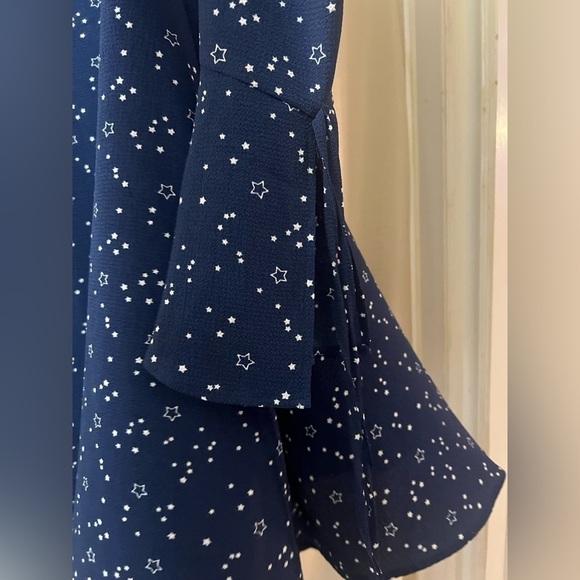 ⚫️ BOGO Primark star design mini dress with bell sleeves and tie detail navyblue - Picture 7 of 10